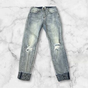 NanaMacs Easel cheetah print jeans.